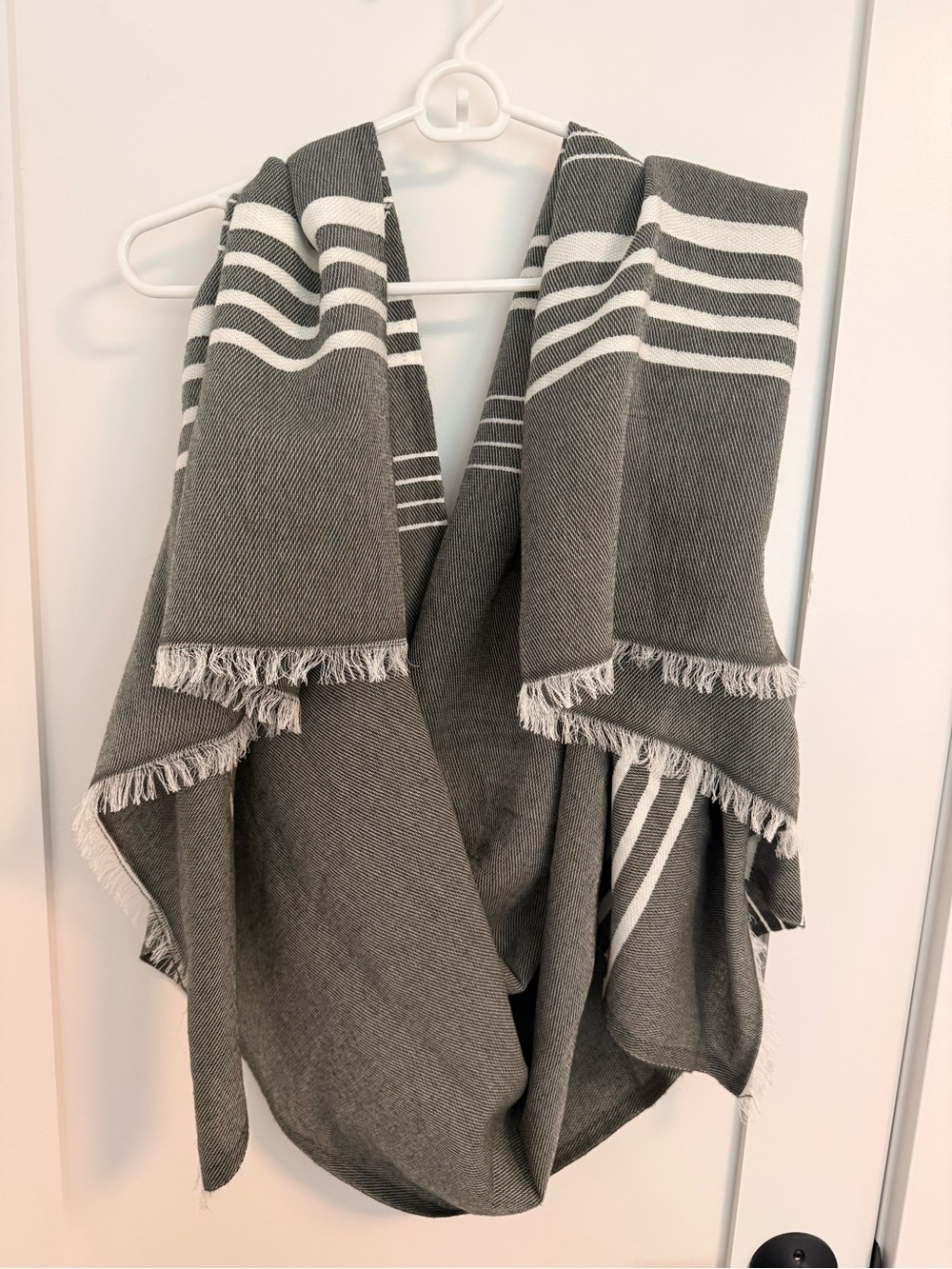 Jcrew Gray Striped Scarf Shawl with arm holes